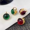 European and American light luxury personality bright red ear buckle retro simple high-end earrings versatile street shooting trend earrings