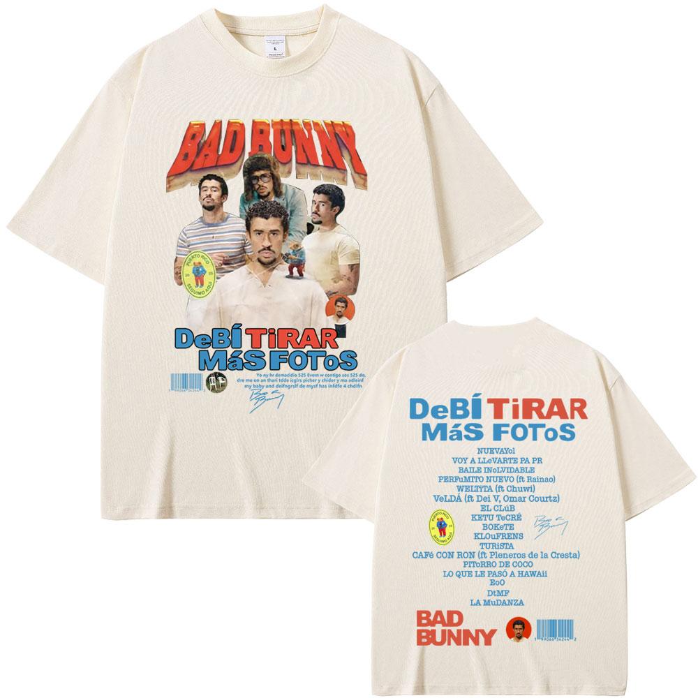 Rapper Bad Bunny Graphic T-shirt DeBi TiRAR MaS FOToS DTMF Print T Shirts Men Women Hip Hop Vintage Oversized T-shirt Streetwear