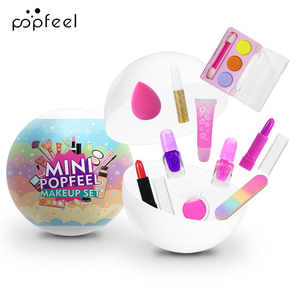 MINI Makeup Set - Cute Surprise Ball Cosmetic Kit for Girls, Portable Mini Lipsticks, Eyeshadow, Nail Polish & Beauty Sponge Birthday Gift