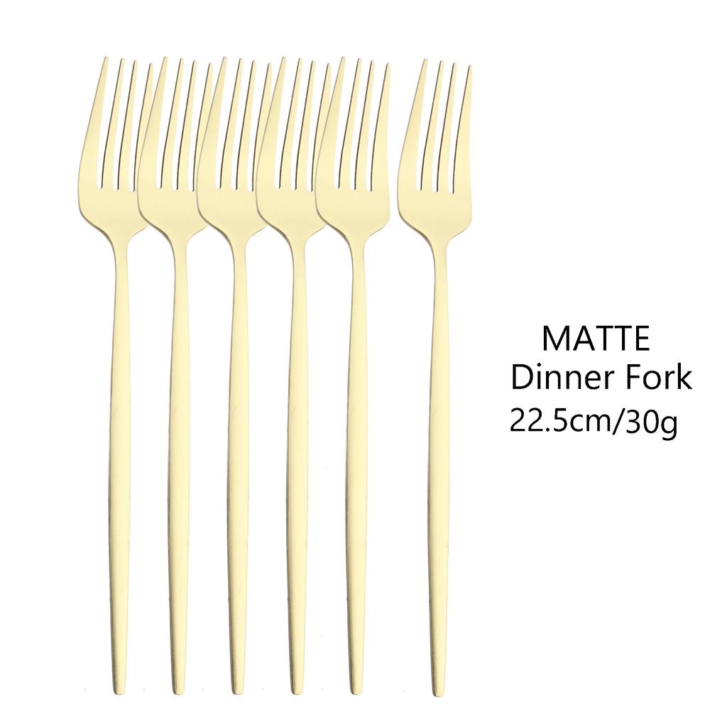 6Pcs Matte Stainless Steel Dinner Fork Set Cutlery Gold Silverware Kitchen Flatware Western Dinnerware Restaurant Table Forks