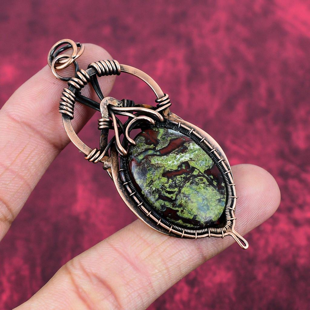 Dragon Bloodstone Pendant Copper Wire Wrapped Pendant Handmade Copper Jewelry Gemstone Pendant Engagement Gifts Dragon Bloodstone Jewelry