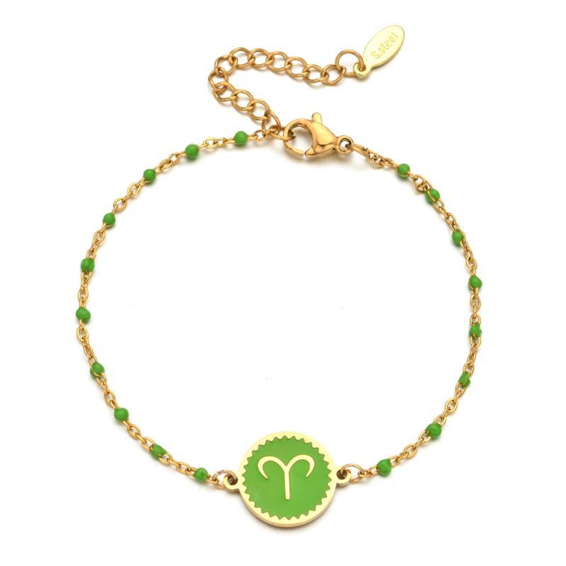 Stainless Steel Chain Zodiac Sign 12 Constellation Bracelet Charm Gold Color Chain Bracelet For Women Birthday Jewelry Gifts