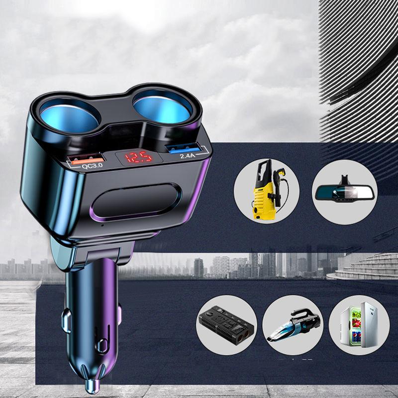Auto-Zigarettenanzünder-Splitter-Ladegerät 2 USB QC 3.0 Schnellladung 12V Auto-Ladenetzteilstecker für iPhone Typ C