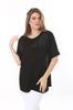 Women's Big Size Blouse Plus Size Black Stone Detailed Blouse