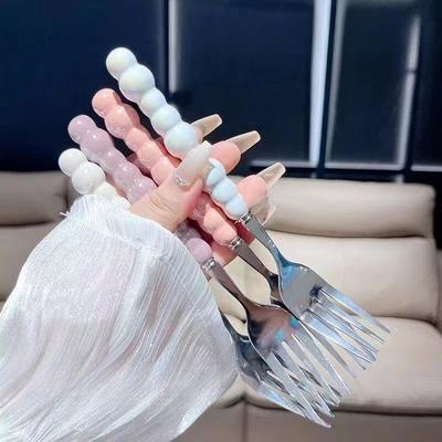Pearl Handle Fork for Dessert Household Steak Stainless Steel Forks Salad Forks Dessert Pasta Fork Kitchen Accessories Gadgets