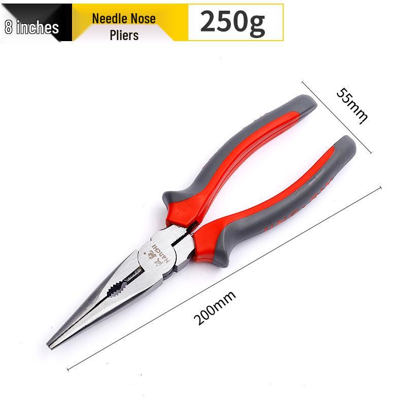 Toad Pattern Industrial-Grade Steel Pliers: 8" Wire, Diagonal Cutting, 6" Needle-Nose
