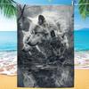 Cute Wolf Print Beach Towel, Adorable Animal Art Quick-Dry Sand-Free Microfiber Bath Towel for Yoga, Swim Pool and Summer Travel