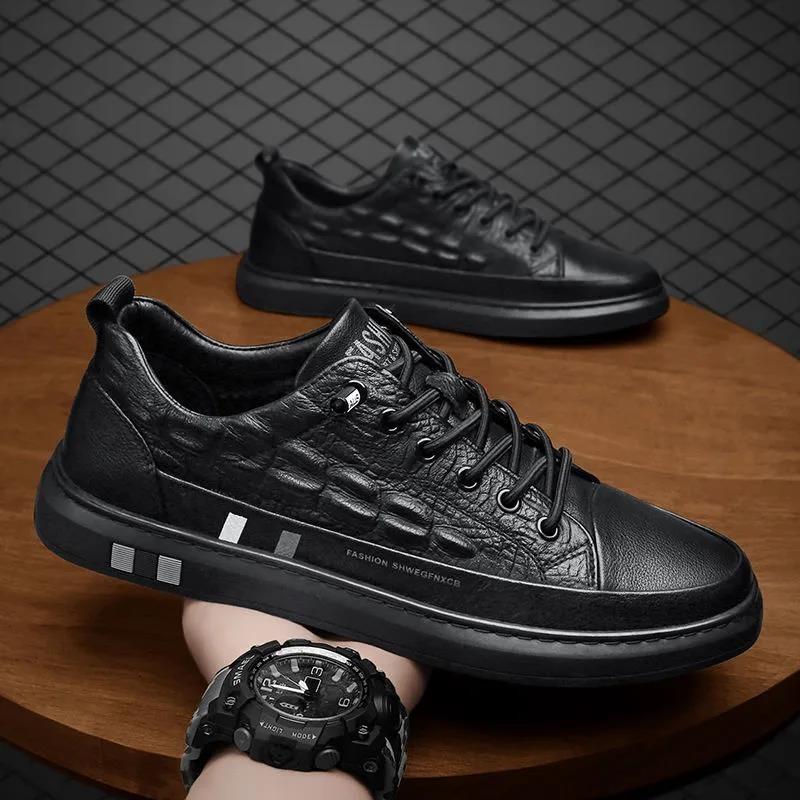 

Мужская обувь на плоской подошве новая кожаная мужская повседневная обувь студенческая трендовая обувь на доске однотонная обувь на мягкой подошве мужская 44 чёрный