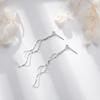 S925 Sterling Silver Twist Wave Linear Earrings, 925 Silver Long Dangle Earrings, Lightweight Party Jewelry for Girls