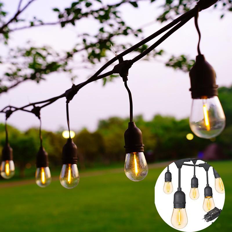 

S14 Уличные водонепроницаемые гирлянды E27 для сада, отдыха и кемпинга Solar + Remote 10m 20 Bulbs (Single Filament)