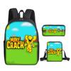 Mikecrack Rucksack Grund- und Sekundarschule Schultasche Bedruckter Rucksack Umhängetasche Federmäppchen Dreiteiliges Set