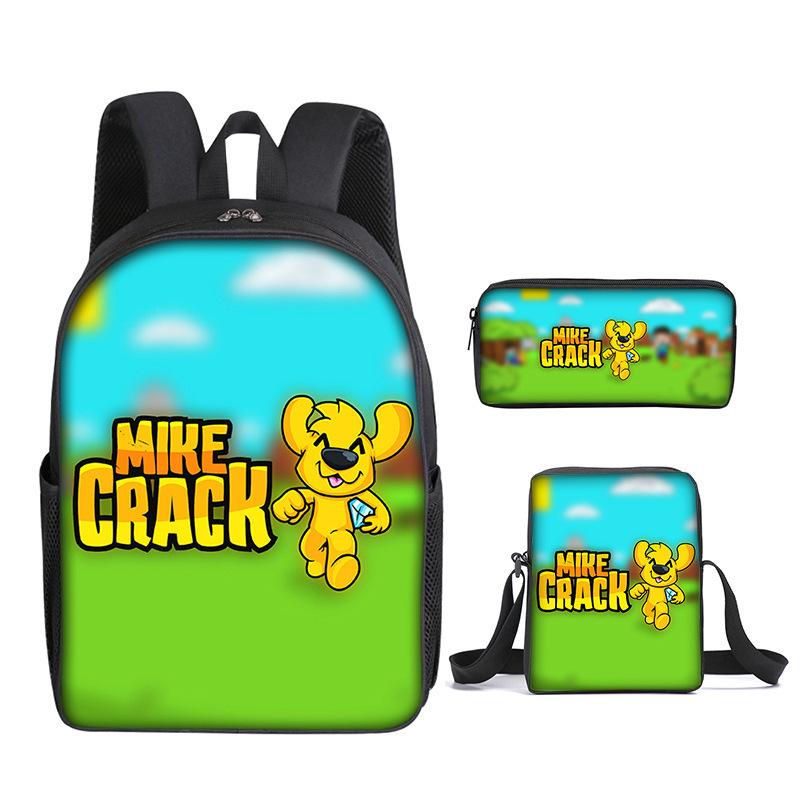 Mikecrack Rucksack Grund- und Sekundarschule Schultasche Bedruckter Rucksack Umhängetasche Federmäppchen Dreiteiliges Set