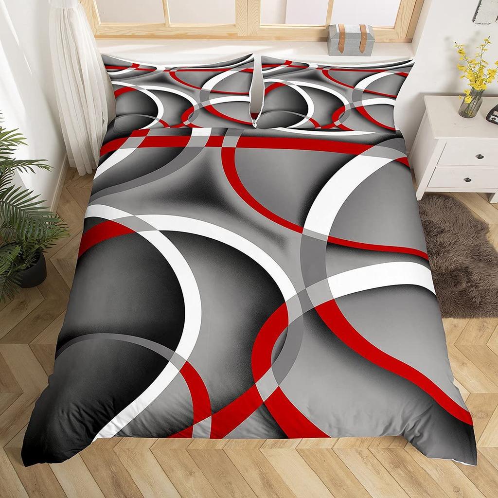 Romantic Theme Red Rose Three-Piece Quilt Cover 3D Digital Printing Bedding Set Bed Cover