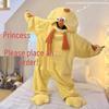 Damen Gelber Hühnchen Onesie Pyjama, Gemütlicher Winter Samt Bademantel, Lustige Homewear für Erwachsene