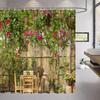 3D Landscape Shower Curtain Garden Wooden Bridge Plant Tree Flower Natural Scenery Bathroom Decor Hanging Wall Fabric Curtain