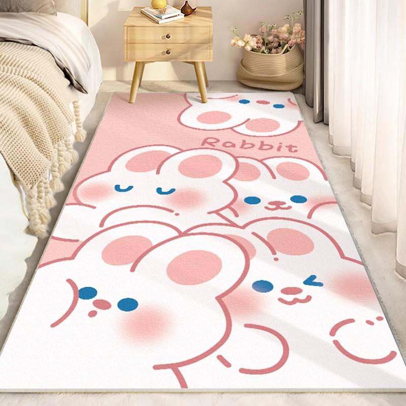 Adorable Cartoon Kids' Faux Cashmere Non-Slip Rug - Soft & Dirt-Resistant for Bedroom or Balcony