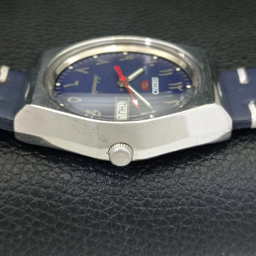 VINTAGE SEIKO 5 AUTOMATIC 6309A JAPAN MENS ARABIC BLUE DIAL WATCH a702653-1 R209-a702653