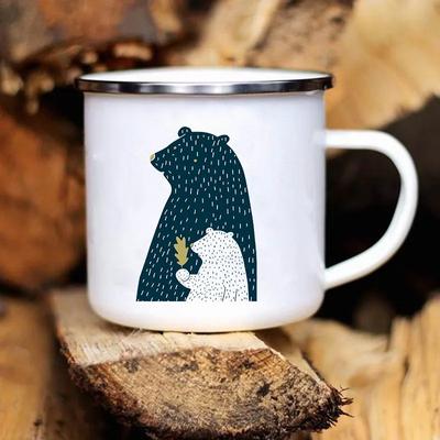 Kreative Emaille-Tassen mit Mond-, Sternen- und Bergmotiv – ideal für Kaffee, Wasser und Milch, Lagerfeuer, Camping, Urlaub und Wandern. Perfekt als Geschenkidee!