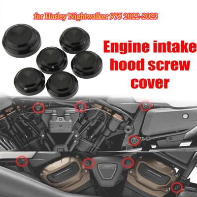 Motorcycle Parts for Harley Nightwalker 975 Engine Intake Hood Screw Cover, Protective Cover (six-piece Set)