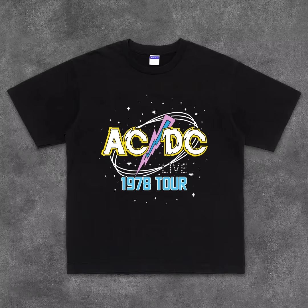 

ACDC Метал Рок Группа Топ Графическая Футболка Летняя Мода Спорт Чистый Хлопок Мужская Футболка Детская Одежда Футболка Y2k Женская 4XL