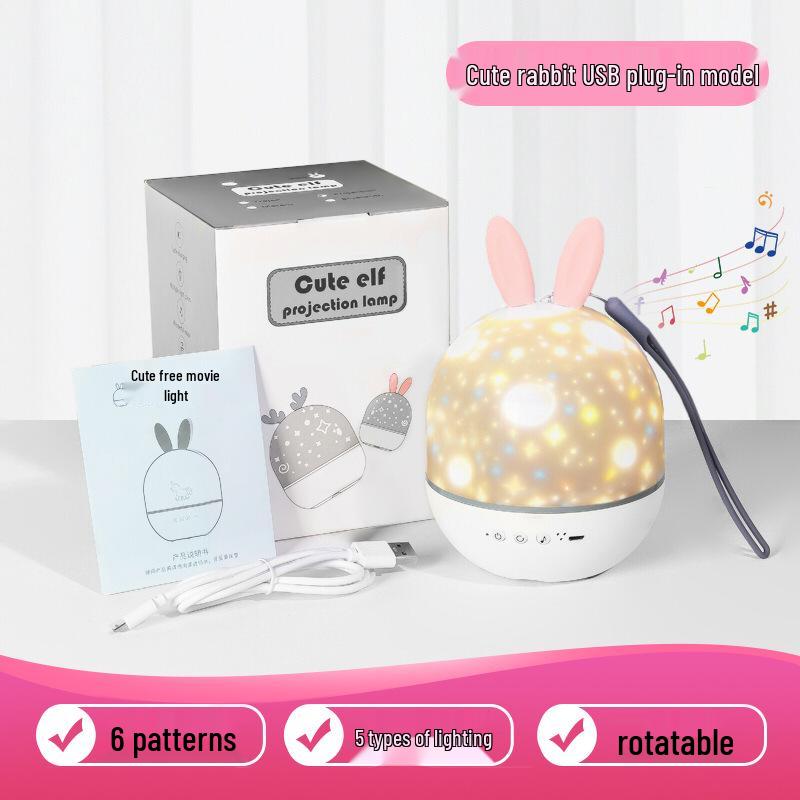 Rabbit Starry Sky Projector Light, Bluetooth Music Night Light, Ideal Birthday Gift