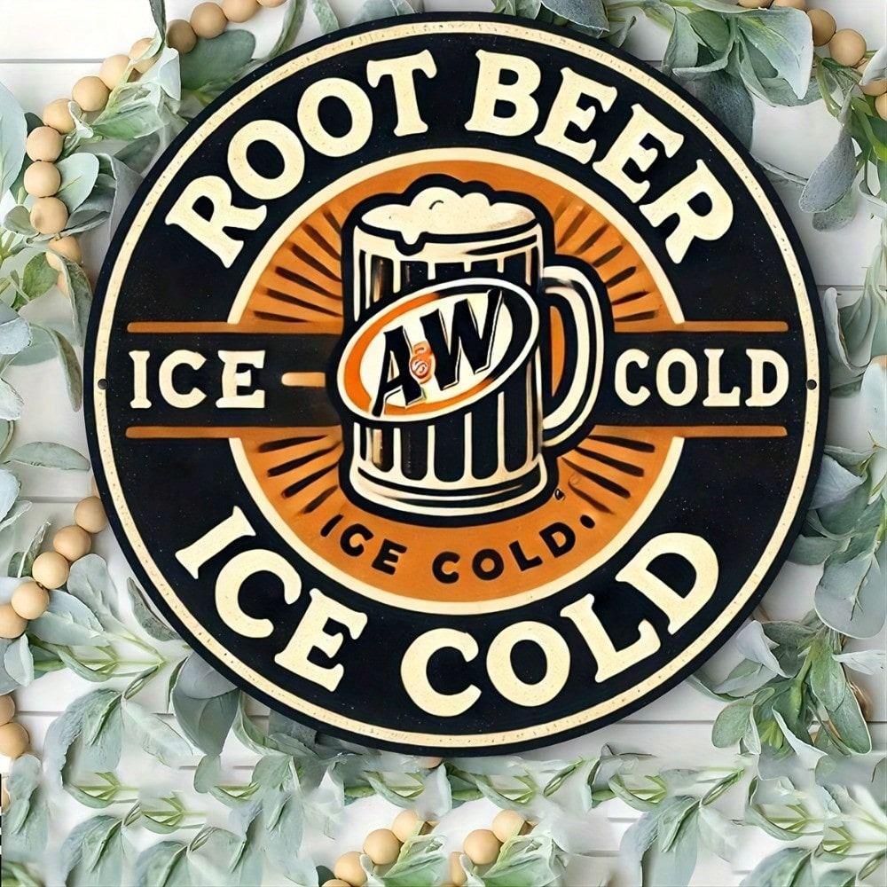 

Vintage Root Beer Metal Poster Wall Art, Printed Bar Decor Sign