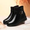 4cm Comfortable Fashion Flat Platform Shoes Winter Snow Boots 2025 Med Heels Soft Leather Short Fur Plush Ankle Botas Office Mom