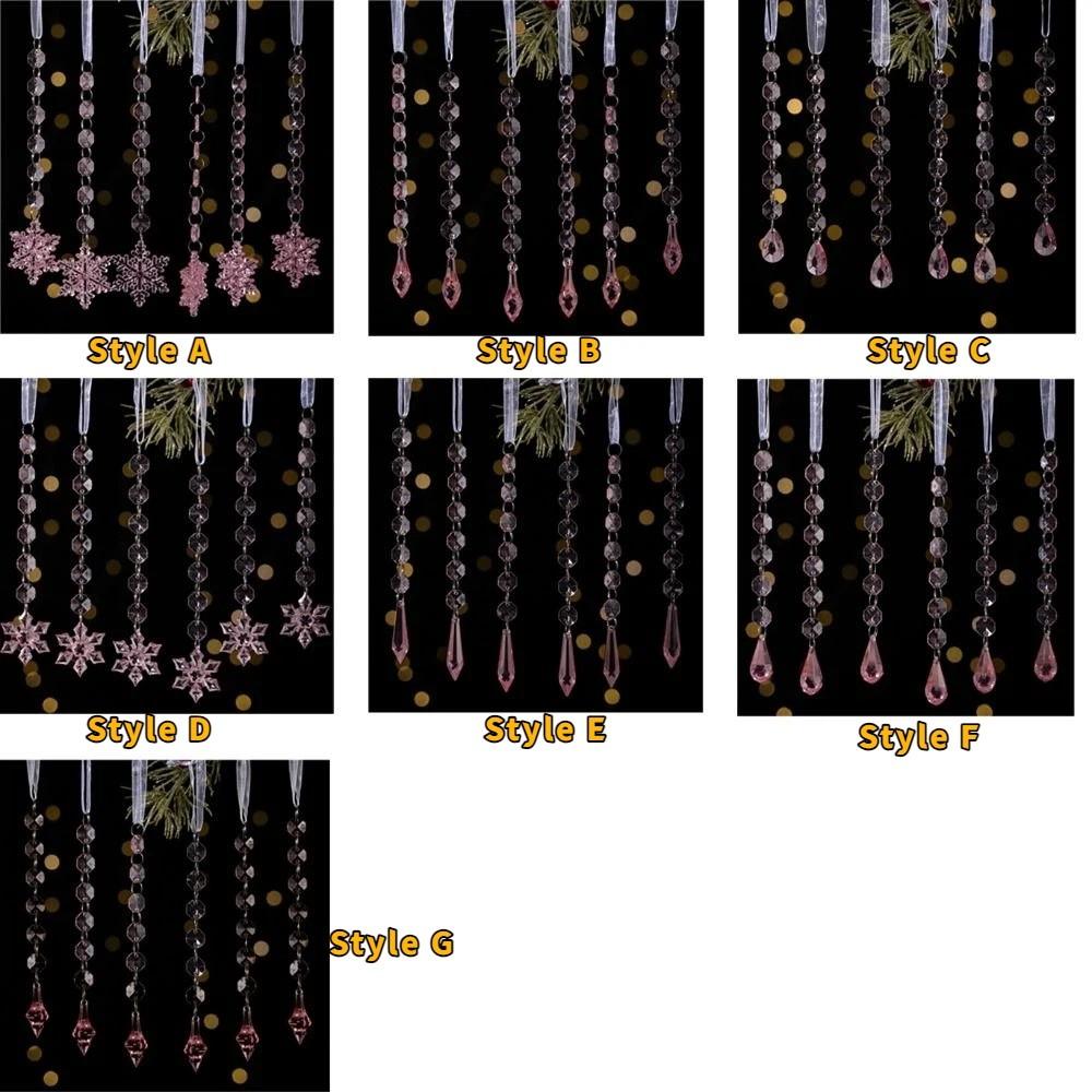 6pcs/set Transparent Acrylic Ice Pendants Sparkling Acrylic Christmas Tree Hanging Crystal Prisms Icicle Water Drop Ornament