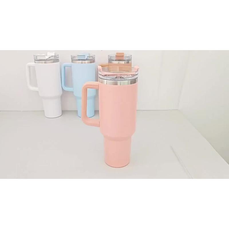 Fashionable 40-ounce stainless steel cup with handle, vacuum insulated travel cup, leak-proof double-wall hot cup, sports water bottle