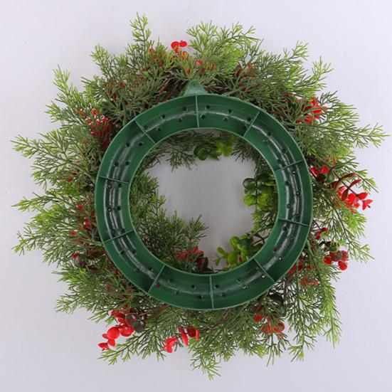 16 Inch Christmas Wreath with Red Berries Artificial Eucalyptus And Cedar Leaf Wreath for Holiday Front Door Wall Home Decoration