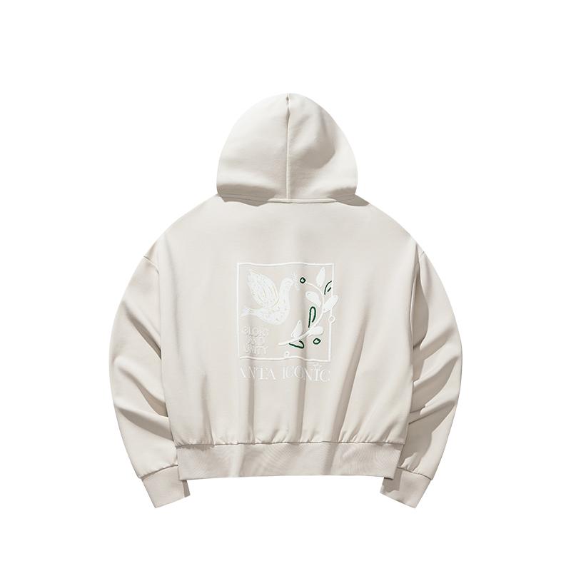 Anta Loose Fit Hooded Simple Letter Print Fashion Sweatshirt Women Tops 162538709-1