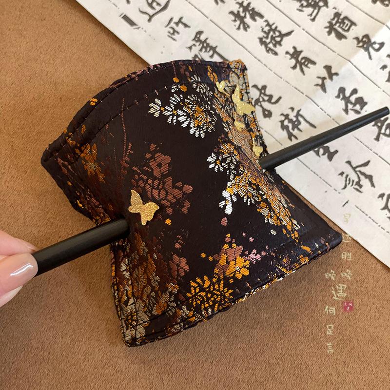 

Тканевая вышивка цветок веерная квадратная заколка для волос легкая роскошь высокая заколка нишевая ретро головной убор Ханьфу