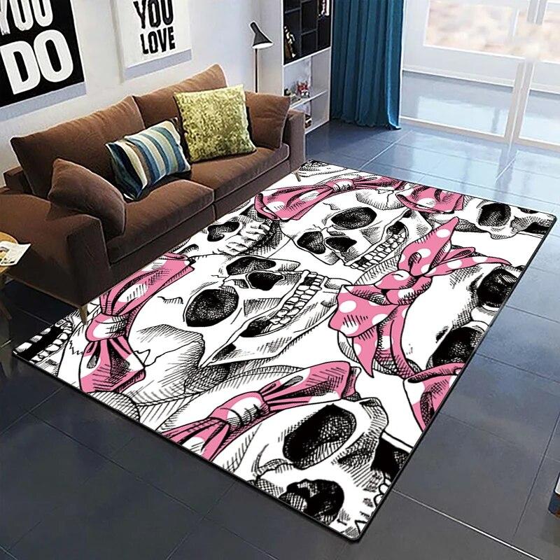 Horror Series Skulls Before Christmas Pattern Area Rug Bedroom Sponge Bedside Mat Entrance Door Carpet Washable