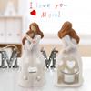 Mother and Daughter Resins Figurine Heartwarmings Gift with Flickering LED Candle for Mother Day or Christmas Birthday