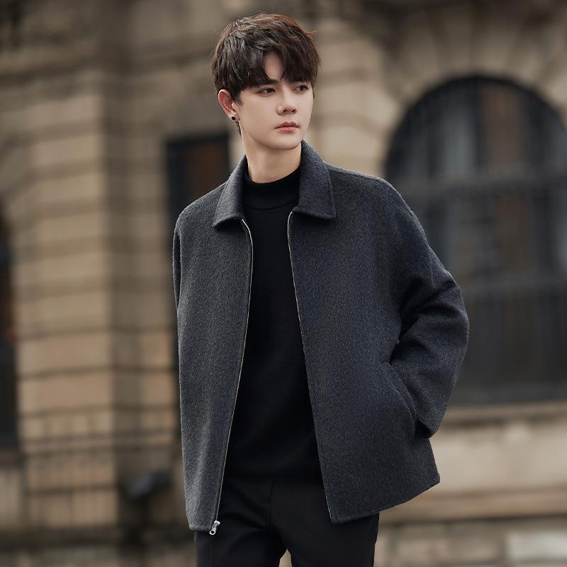 Wool coat men's autumn and winter new trendy short wool coat men's jacket top coat