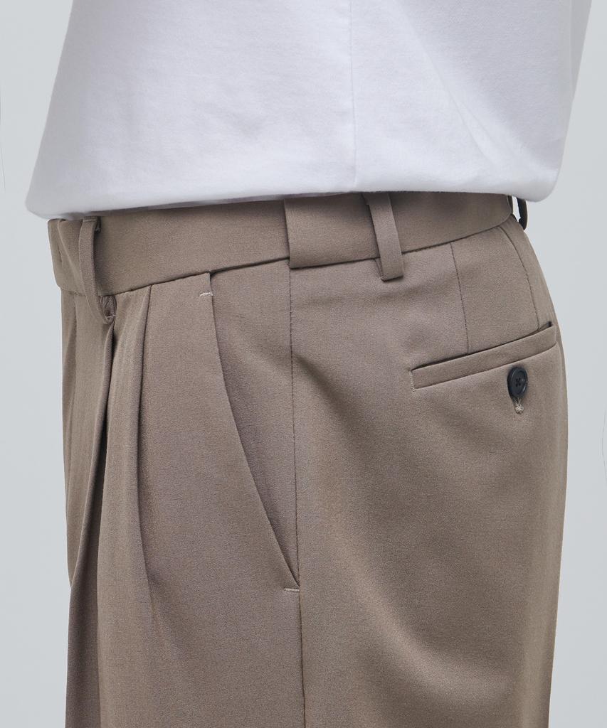 Musinsa Standard Lightweight Real Wide Hidden Banding Slacks [Dusty Beige]