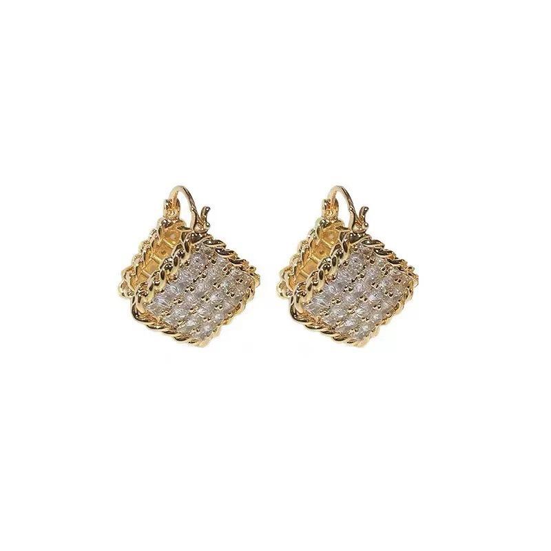 Chic Zirconia Double-Sided Rhombus Earrings - Elegant and Versatile