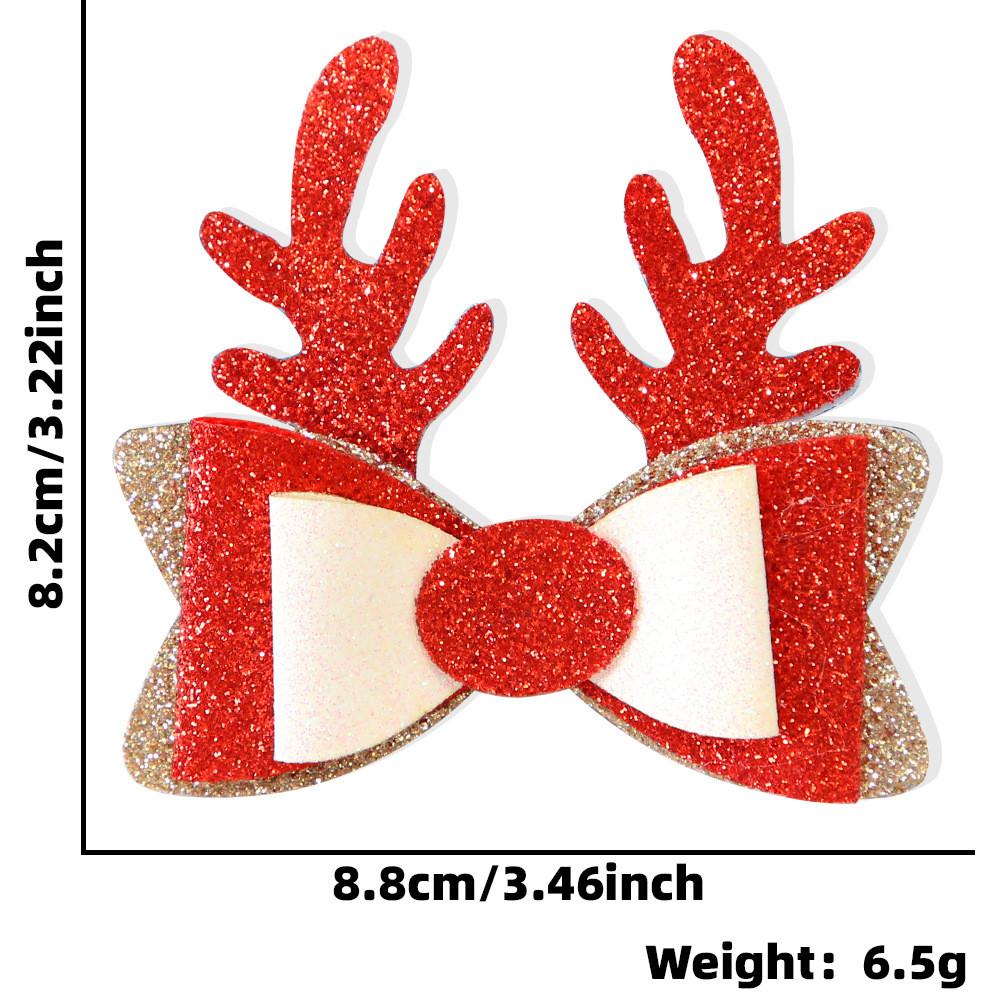

Charming Red Snowflake Bow Hair Clip Featuring Festive Reindeer Antlers For Kids Moose Antler Bow