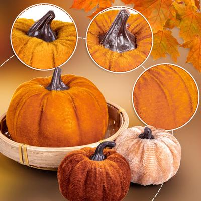 12 Pcs Velvet Foam Pumpkins Simulated Soft Reusable Ultra-light Fall Harvest Thanksgiving Halloween Decoration