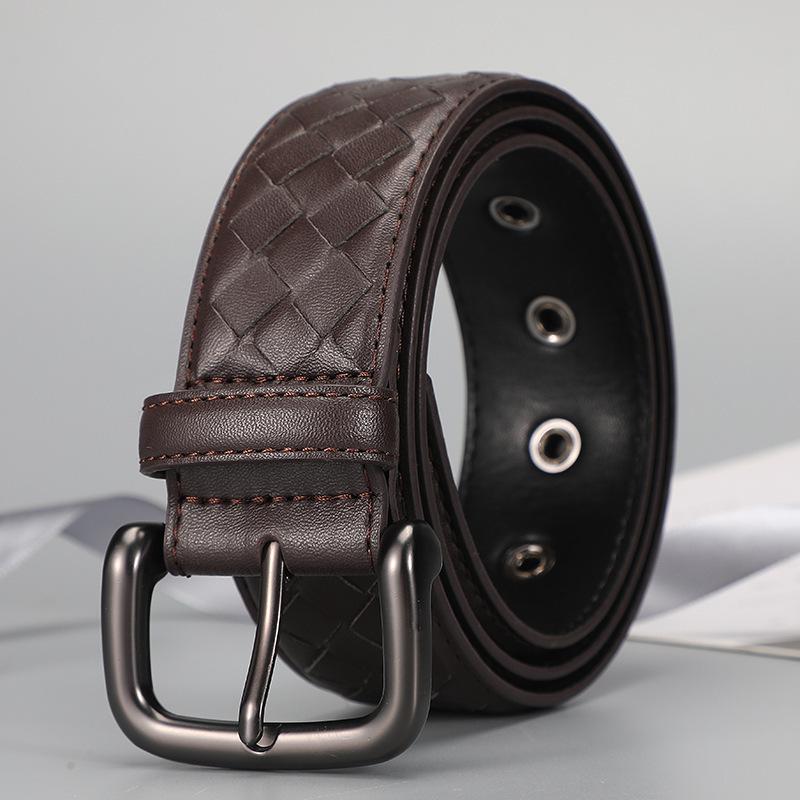 

Мужской универсальный плетеный кожаный ремень - Пряжка-штифт, Повседневный и деловой стиль 125cm