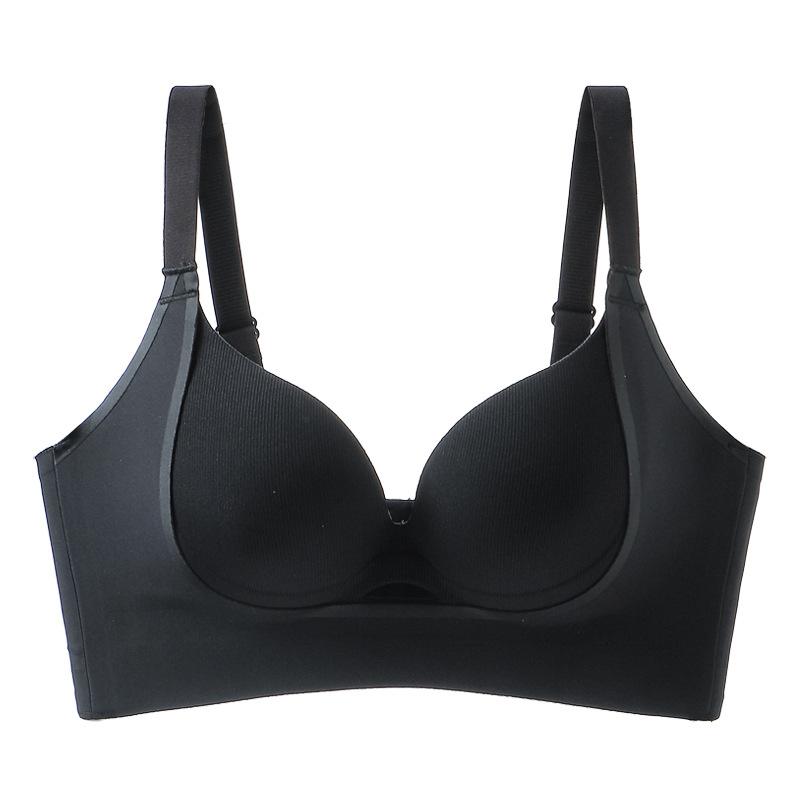 

Traceless steel rim full cup bra massage cup fat mm big chest thin gathering adjustment type 34/75D чёрный