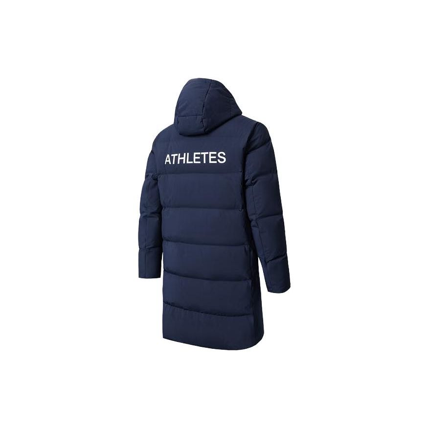 Anta Comprehensive Training Series Letter Zipper Hooded Thick Down Jacket Men Outerwear Deep-Night-Blue 152417902-1