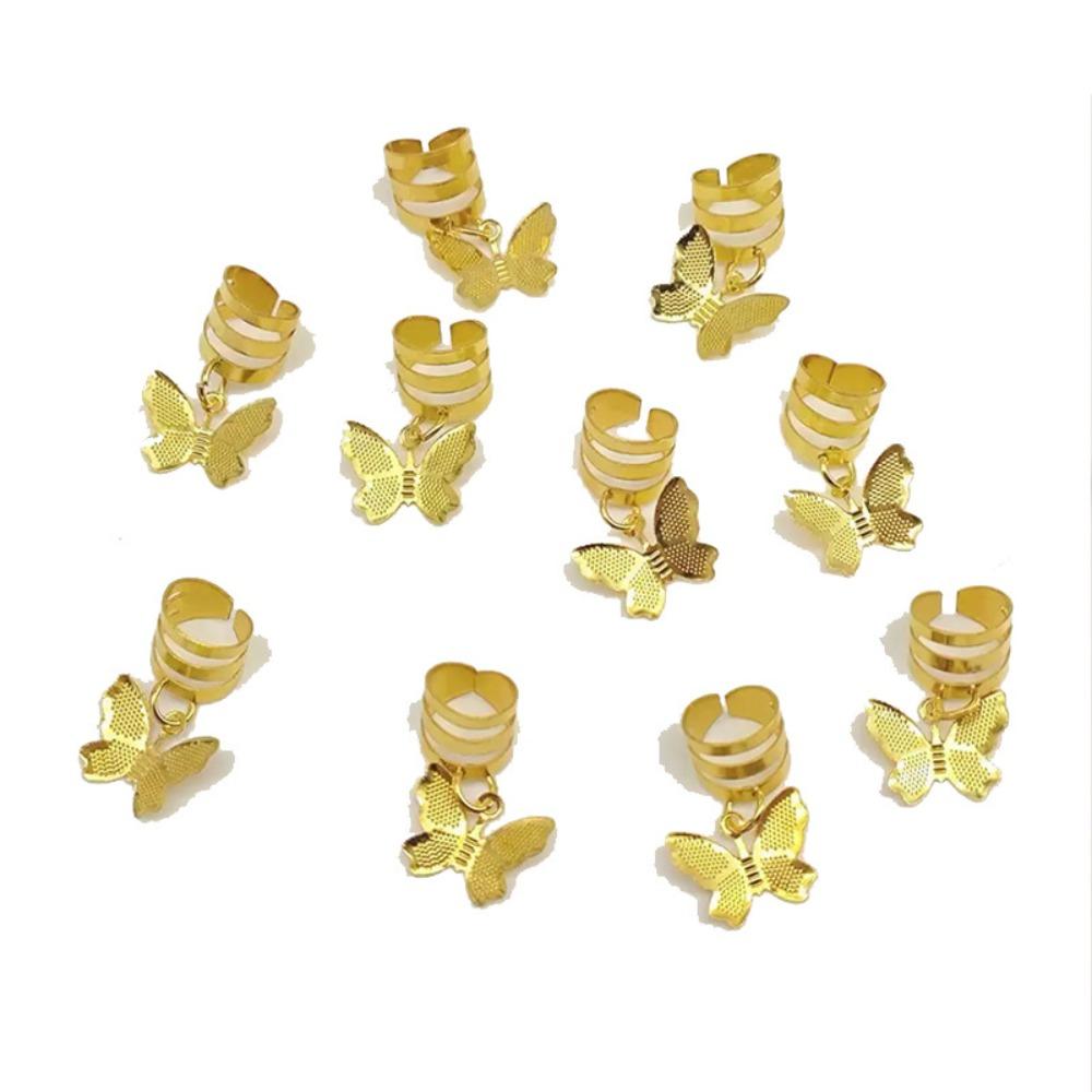 20Pcs Butterfly Hollow Out Hair Ring Dread Locks Metal Cuff Clips Dreadlocks Beads Headwear Hair Braiding Hair Braid Tubes