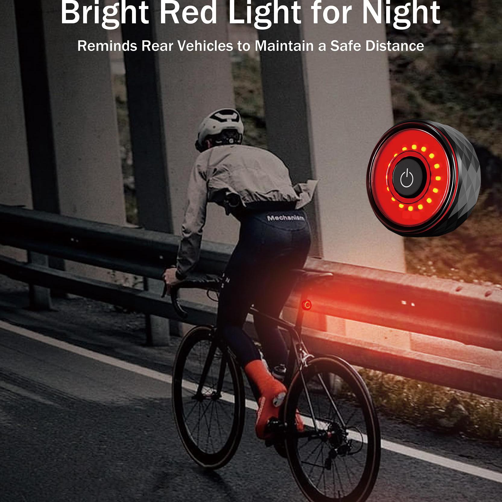 

Smart Bike Tail Light: Auto /Off Rear Flashlight Ultra Bright Back Brake Light High Daytime Strobe USB Rechargeable Safety Red Led Taillight Wa One Size чёрный