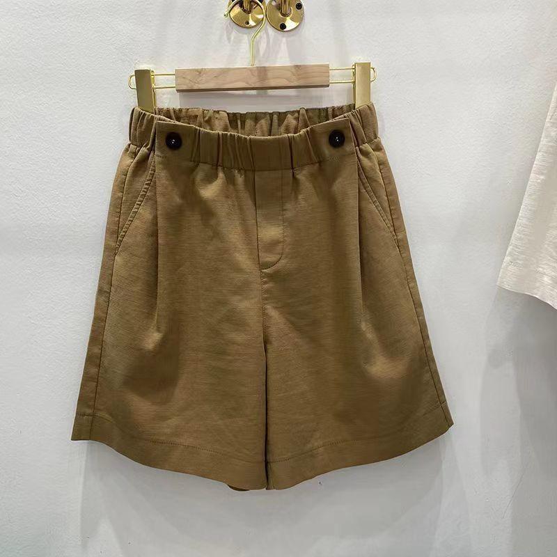 Washed Pure Cotton Five Quarter Pants for Women Spring and Summer Thin Shorts High Waist Loose Straight Leg Slimming Casual Wide Leg Pants