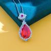 Jewelry Pink Diamond Large Water Drop Gem Pendant Necklace Morgan Pink Amethyst Water Drop Collarbone Chain