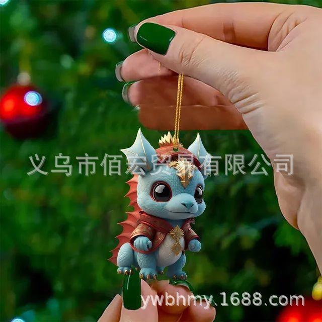 Playful Cartoon Dragon Acrylic Keychain Ideal For Christmas Halloween Giving Gift