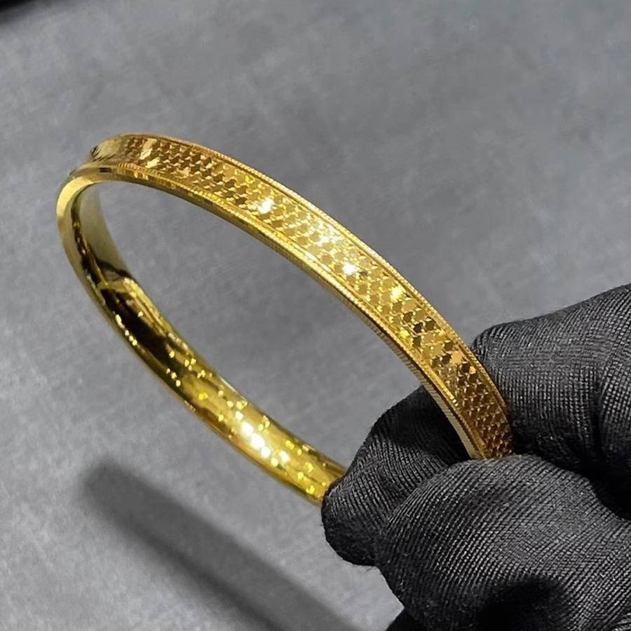 Women's Hand Bracelet Dubai Gold Color 8mm Sparkling Cuff Bangles Wristband Luxury Jewelry Accessories Wholesale