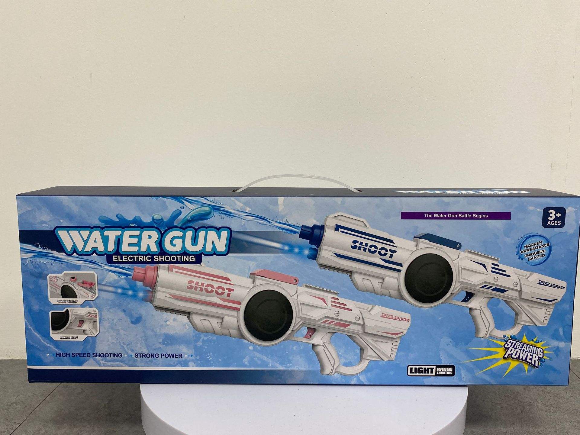 Long Range Shooting Water Blaster Battery Operated Electric Water Cannon for Toy Gun for Children синий