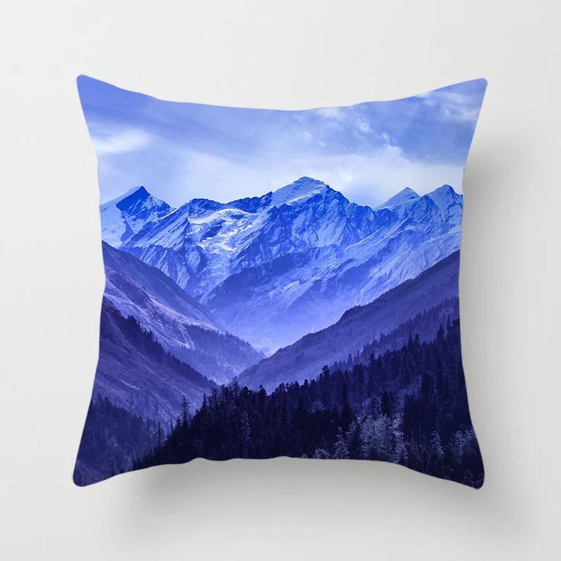 Landscape Water Reflection Mountain Fog Print Living Room Sofa Car Cushion Cover Luxury Home Decoration Pillow Cover